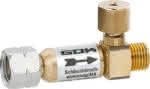 Gok Schlauchbruchsicherung 1,5 Kg/h,50Mbar 1/4" Lh-Uem x 1/4" Lh-Kn Manuell