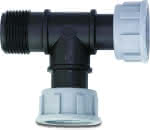 PP Überwurfverschraubung / T-Stück,selbstdichtend / 1" AG/IG/IG