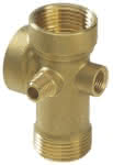 Messing 5-Wege-T-Stück,für Hauswasserwerk,1" IG+AG / 1/4" IG+AG / Länge: 110 mm