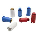 Baustopfen blau u. rot,1/2" / m. Messinggewinde