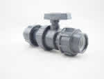 PVC-U Kugelhahn 32 mm,m. Klemmverbindung f. PE-Rohr