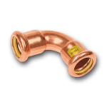 Sanha Kupfer Press-Bogen 90 Gr. Gas,22 mm I/I V + M Kontur,HNBR-gelb Dichtring