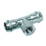Sanha Edelst. Press-T-Stück Serie 9000,15 mm x 1/2" IG / 1.4404 / V+M Kontur,EPDM Dichtring
