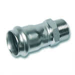 Sanha Edelst. Press-Übergangsnippel Serie 9000,15 mm x 1/2" AG / 1.4404 / V+M Kontur,EPDM Dichtring