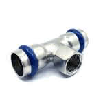 Edelst. Press-T-Stück mit IG 1.4404 V-Kontur,42 mm x 1" IG