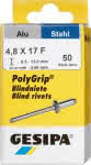 Gesipa PolyGrip Niete Alu / Stahl,4,8 x 17,0 mm / 6,5 - 13,0 mm (VE=50),SB-verpackt