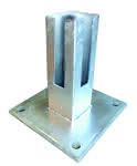 Montagefuß feuerverzinkt,für Pfosten 60 x 60 mm / zum aufdübeln,Bodenplatte 150 x 100 x 8 mm / H: 160 mm