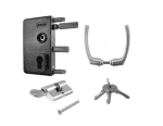 Hermo Gittertorschloss-Garnitur GTS 2 / anthrazit,inkl. Drücker / PZ 30 x 30 mm / 3 Schlüssel