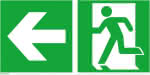 Alu Rettungsschild / 400 x 200 mm,Notausgang links mit Pfeil nach links (Symbole),langnachleuchtend