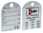 Tragkraft-Plakette für Anschlagketten,Aluminium "MCBULL" Ausführung für GK8 / GK10,für Einstrang und Mehrstrang