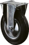 Transportgeräte-Bockrolle / Ø 100 mm / 70 kg,Stahlblech / Vollgummi / Rollenlager