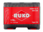Ruko Spiralbohrer-Kassette / DIN338,1,0 - 10,0 mm (0,5 St.) / 170-tlg.,HSSE (Co5) / geschliffen