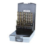 Ruko Spiralbohrer-Kassette / DIN338,1,0 - 10,0 mm (0,5 St.) / 19-tlg.,HSSE (Co5) / geschliffen