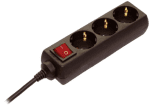 AS Steckdosenleiste m. Schalter (3-fach),230V (16A) / 1,4 mtr. (H05VV-F 3G1,5) / schwarz