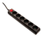 AS Steckdosenleiste m. Schalter (6-fach),230V (16A) / 1,4 mtr. (H05VV-F 3G1,5) / schwarz