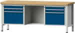 Werkbank V (40 mm) 2000x700x840mm,3x SL 90,90,360mm, Boden, 3x SL 90,90,360mm,(VA), RAL 7035/5010