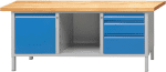 Werkbank E (40 mm) 2000x700x840mm,1x Tür 510 mm, Fach, 3 SL 85x170x225mm,(EA), Boden, RAL 7035/5012