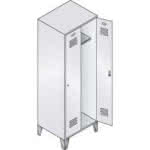 Garderobenschrank 2 Abt. (300mm),Füße 1850x610x500 mm RAL7035
