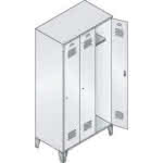 Garderobenschrank 3 Abt. (300mm),Füße 1850x900x500 mm RAL7035