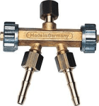 Doppelabzweigventil Sauerstoff,G 1/4" Rechts