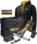 REMS Akku-Press E 22V ACC Gold (Aktion-Set),L-Boxx / Hoodie / Gutschein