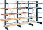 Kragarmregal L Grundfeld,B1000xT2x500xH2500 mm,doppelseitig RAL 5010 - 2x4 Arme Traglast 175kg