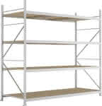 META Weitspannregal,MINI-RACK Grundfeld B260-,0xT1050xH2500mm 4 Spanpl-