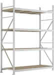 META Weitspannregal,MINI-RACK Grundfeld B180-,0xT800xH2500mm 4 Spanpla-