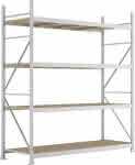 META Weitspannregal,MINI-RACK Grundfeld B220-,0xT800xH2500mm 4 Spanpla-