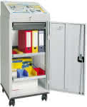 Schreibpultschrank,B500xT500xH1310 mm,RAL7035 - 1 Schublade, 2 Wannen