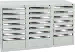 Schubladenschrank 21 SLR,900x1500x500 mm grau,stumpf