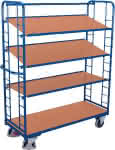 Etagenwagen 250 kg 2 Wand,1320x535x1815 mm 4 Böden,VarioFit