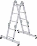 Alu-Vielzweckleiter,2x2 + 2x3 Sprossen,Höhe als Bühne 0,63 m - Arbeitshöhe bis 4,00 m
