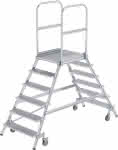 Alu-Podestleiter,2x6 Alu-Stufen,Podesthöhe 1,44 m - Arbeitshöhe bis 3,50 m