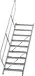 Alu-Treppe 45 Grad,6 Stufen B 600 mm,lichte Höhe 1250 mm - Ausladung 1499 mm