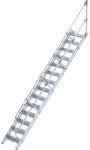 Alu-Treppe 45 Grad,14 Stufen B 600 mm,lichte Höhe 2910 mm - Ausladung 3179 mm
