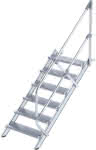 Alu-Treppe 45 Grad,6 Stufen B 800 mm,lichte Höhe 1250 mm - Ausladung 1499 mm