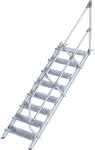 Alu-Treppe 45 Grad,8 Stufen B 800 mm,lichte Höhe 1670 mm - Ausladung 1924 mm