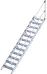 Alu-Treppe 45 Grad,12 Stufen B 800 mm,lichte Höhe 2500 mm - Ausladung 2761 mm