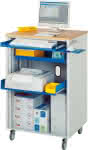 Computer-Tisch,B720xT660xH1100 mm,RAL 7035/5010 mobil - ohne Monitorgehäuse