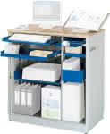 Computer-Tisch,B1030xT660xH1100 mm,RAL 7035/5010 stationär - ohne Monitorgehäuse
