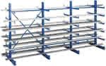 Kragarmregal K1000,B5000xT2x500xH2000 mm,blau - Tragkraft 6000kg je Seite