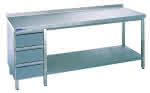 Arbeitstisch m. SL-Block,1400x700x850 Edelstahl,Chromonorm