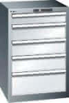 Schubladenschrank 27x27E,B564xT572xH850mm,RAL 7035 - 5 Schubladen 75kg LISTA