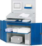 Computer-Schrank,B1100xT520xH1770 mm,RAL 7035/5010 stationär - Gehäuse offen