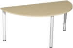 Konferenztisch Halbkreis,1600x800 Ahorn/Sliber