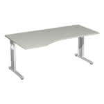 GERAMÖBEL Schreibtisch F-,lex C-Fuß Flex links lic-,htgrau/silber B1800xT800-