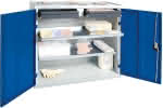 Werkzeugschrank,B1000xT500xH1000 mm,RAL 7035/5010 - 2 Schubladen, 2 Wannen