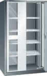 Einschwenktürenschrank,B1100xT641xH1950mm,RAL 7035,Sichtfenstertür - 4 Böden