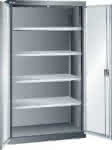 Flügeltürenschrank,B1100xT641xH1950mm,RAL 7035,Vollblechtür - 4 Böden